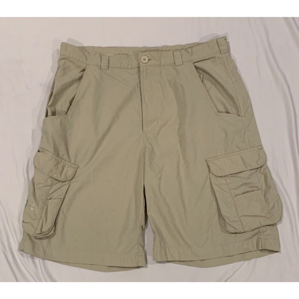 Men's 34-36 Under Armour Beige Ripstop Performance Cargo Shorts